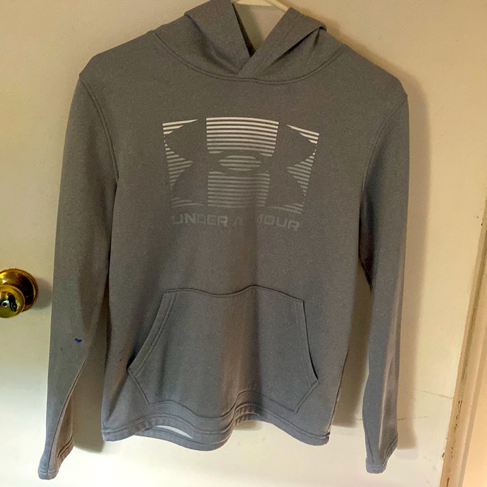 Under Armour boys xl grey cold gear gradient logo hoodie excellent condition